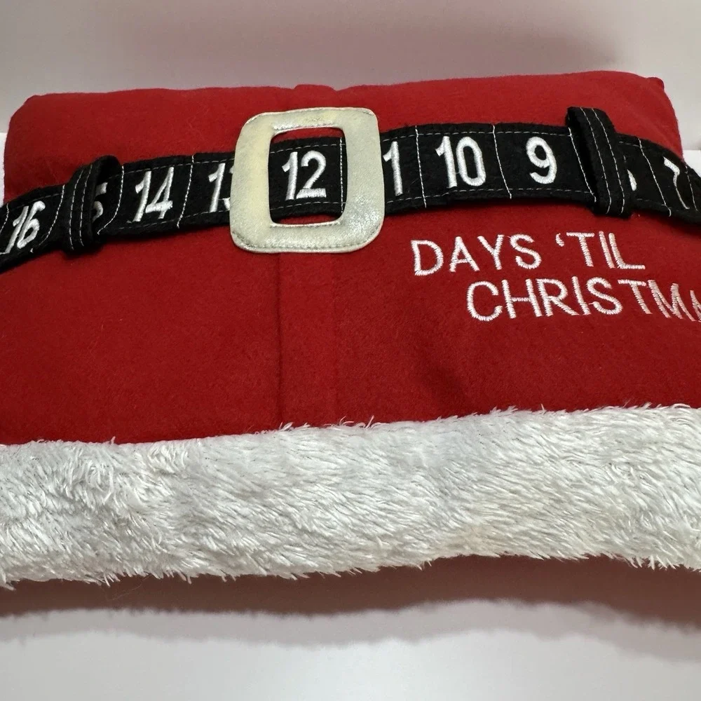 St. Nicholas Square Christmas Countdown Advent Throw Slide Pillow Santa Red